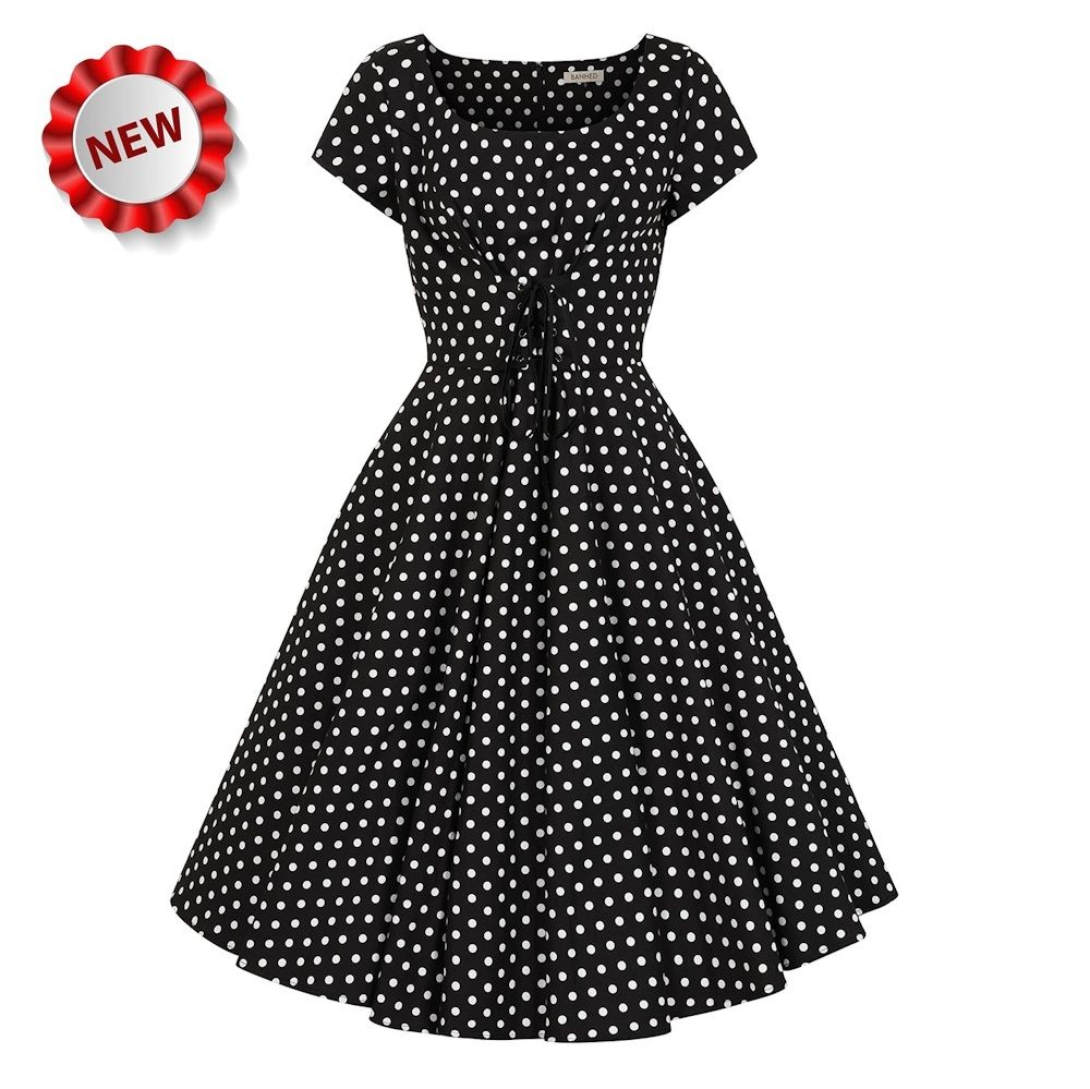 Banned Lola Polka Dot Dress - Black
