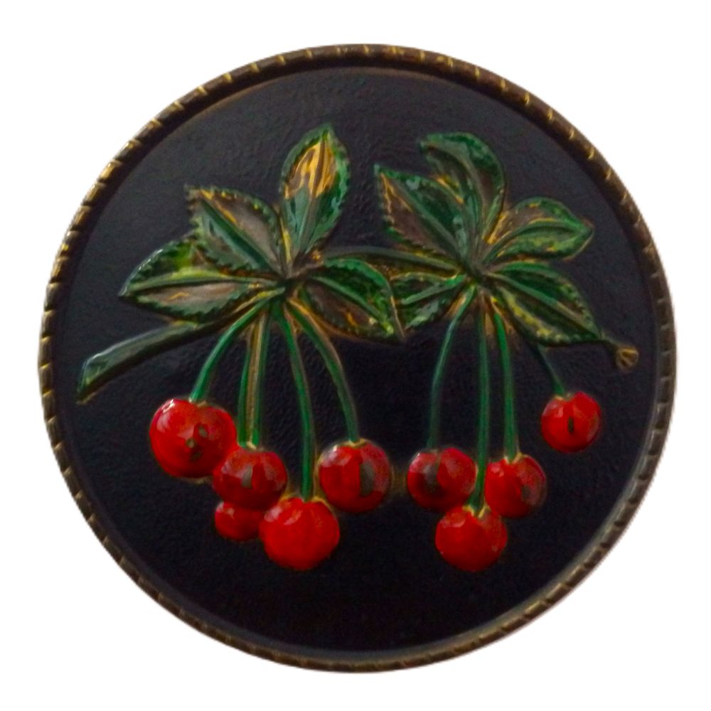 ELPEC ENGLAND Brass Embossed Round Cherry Fruit Wall Plaque