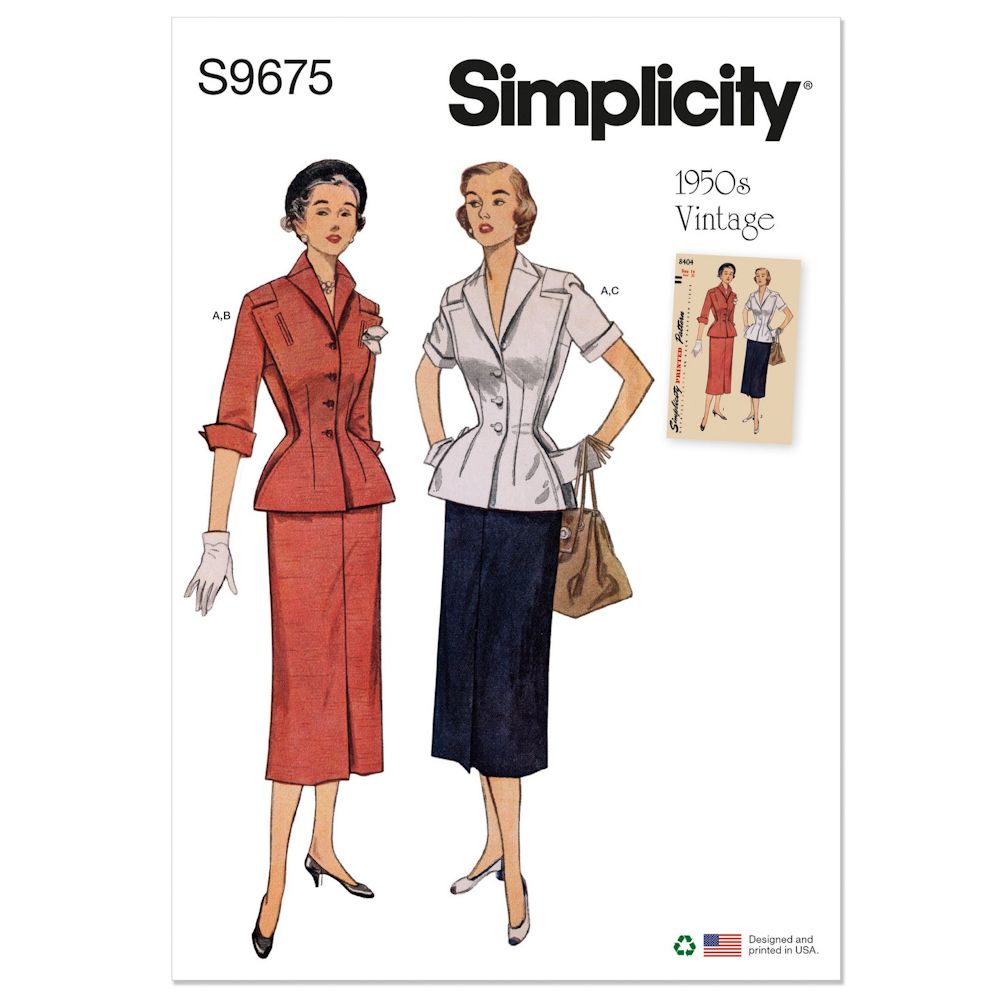 Simplicity S9675 - 1950s vintage style Skirt and Jacket Pattern