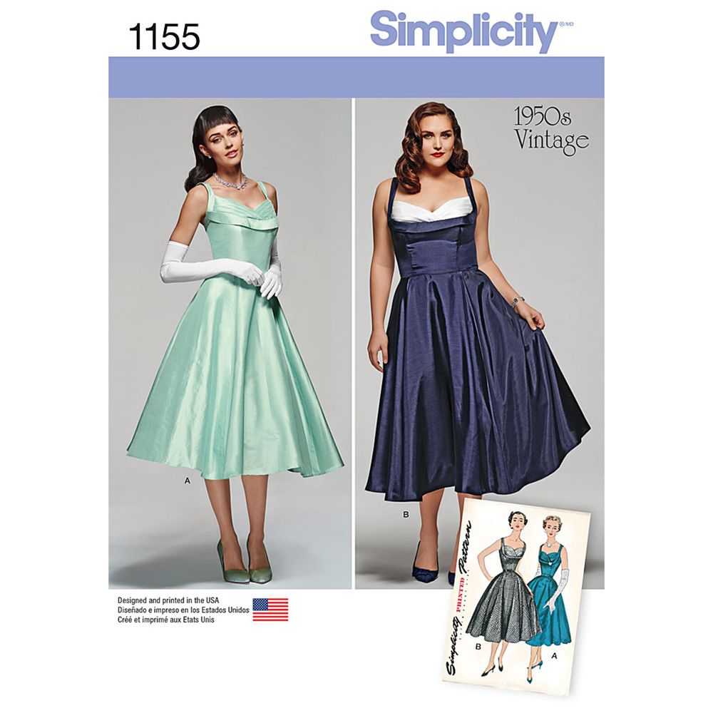 Simplicity 1155 - 1950s vintage style Party Dress Pattern (PLUS SIZE)
