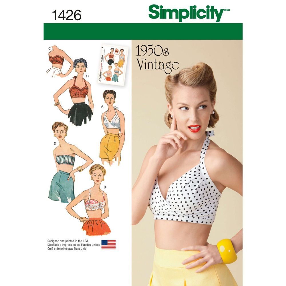 Simplicity 1426 - 1950s vintage style Bra Tops Pattern