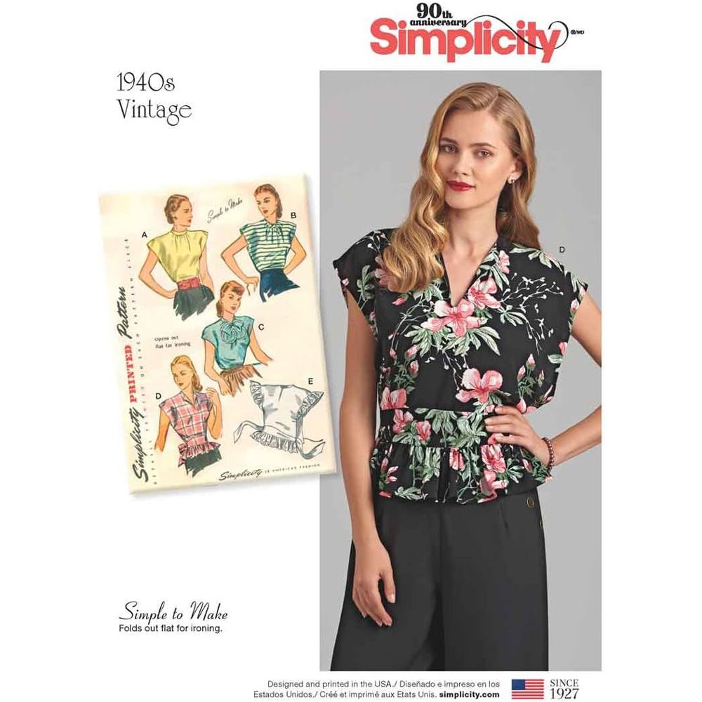 Simplicity 8593 - 1940s vintage Style Poncho Blouse Pattern