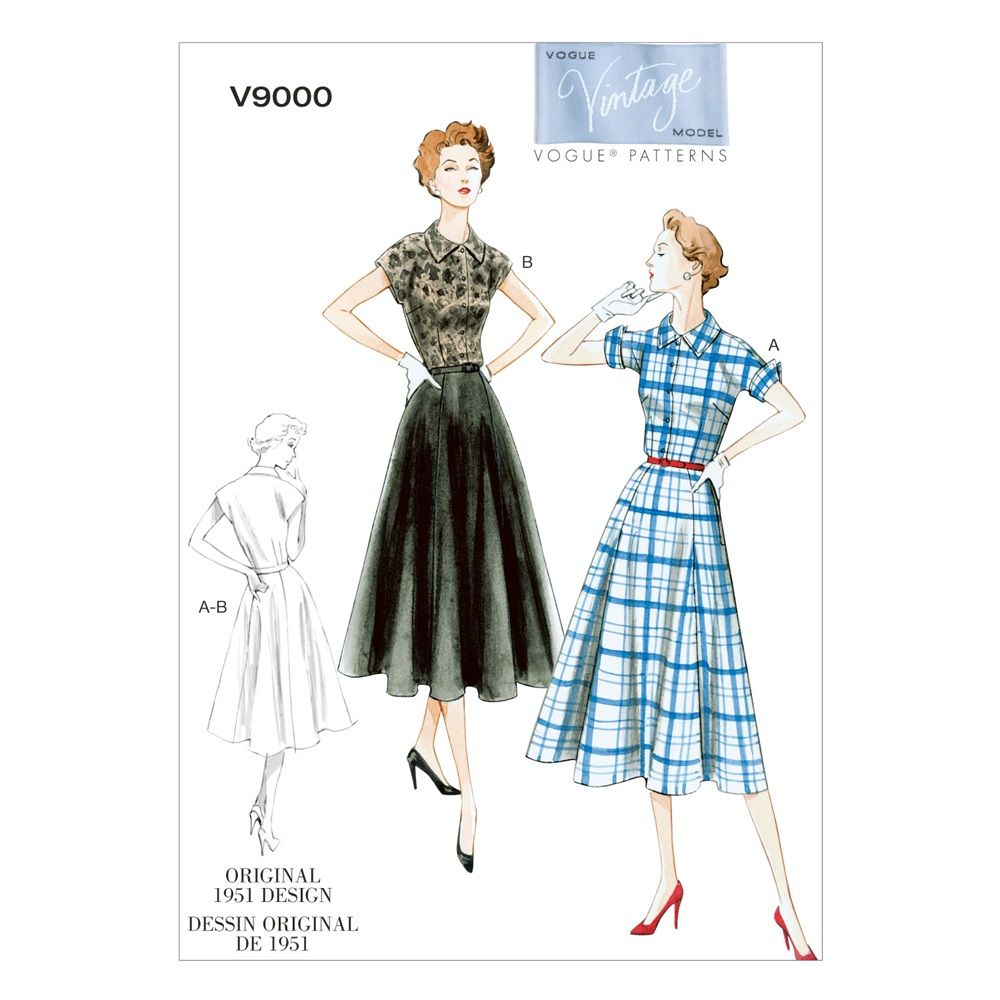 Vintage Vogue V9000 - 1951 vintage style Dress and Belt Pattern