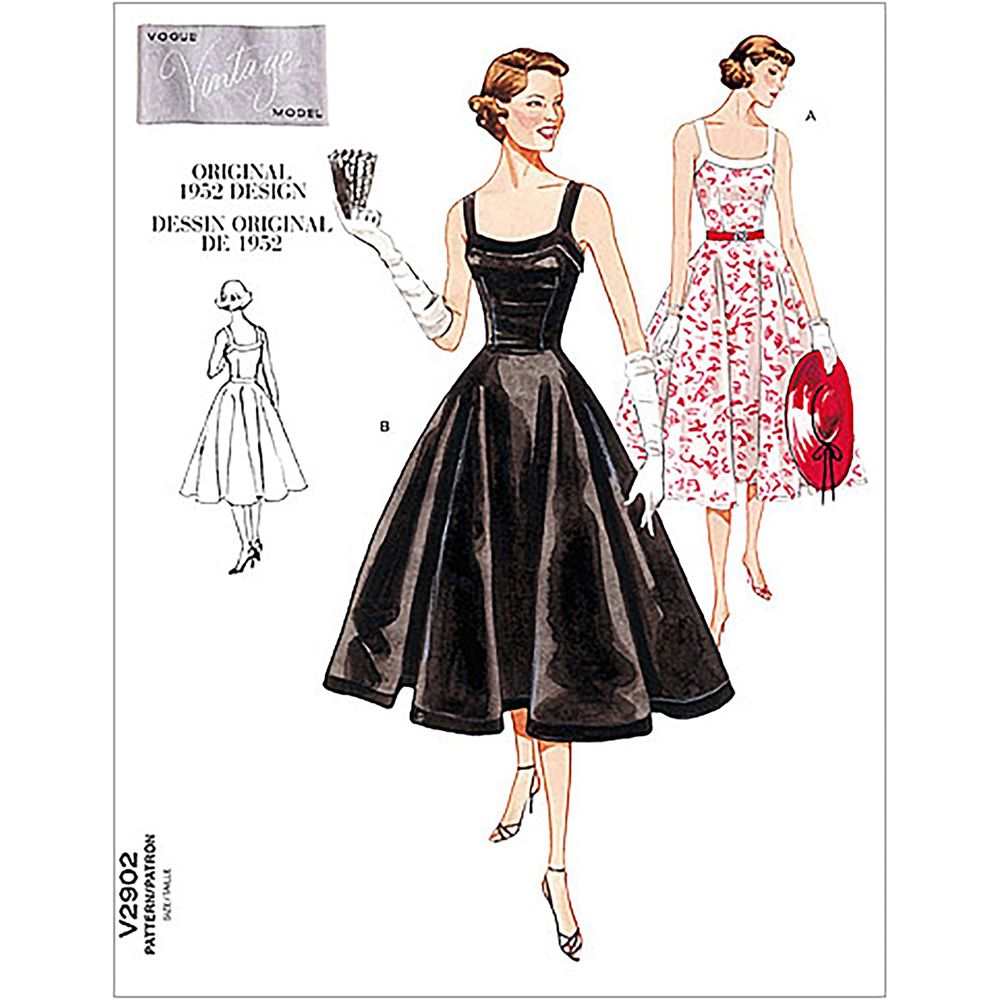 Vintage Vogue V2902 - 1952 vintage style Dress and Belt Pattern