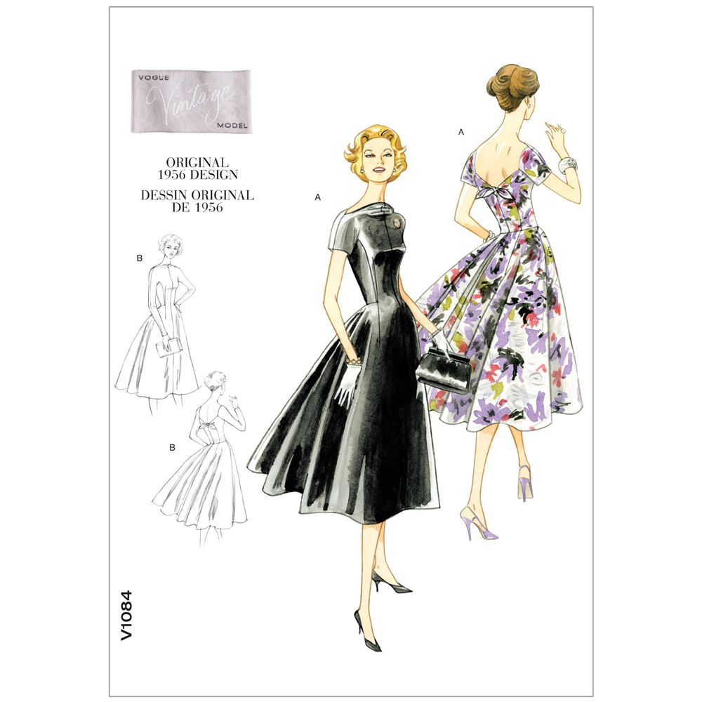Vintage Vogue V1084 - 1956 vintage style Dress Pattern
