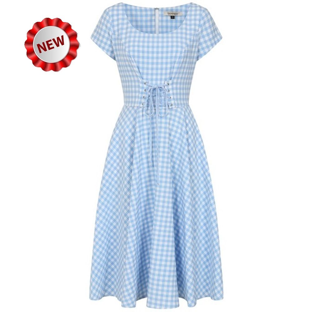 Banned Lola Gingham Dress - Blue