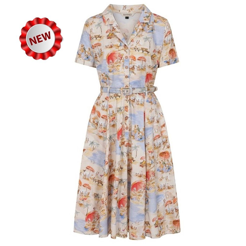 Banned Bella Shirt Dress - Retro Beach