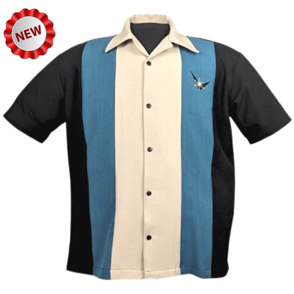 Steady Clothing Atomic Mad Men Button Up Shirt - Black/Pacific/Stone