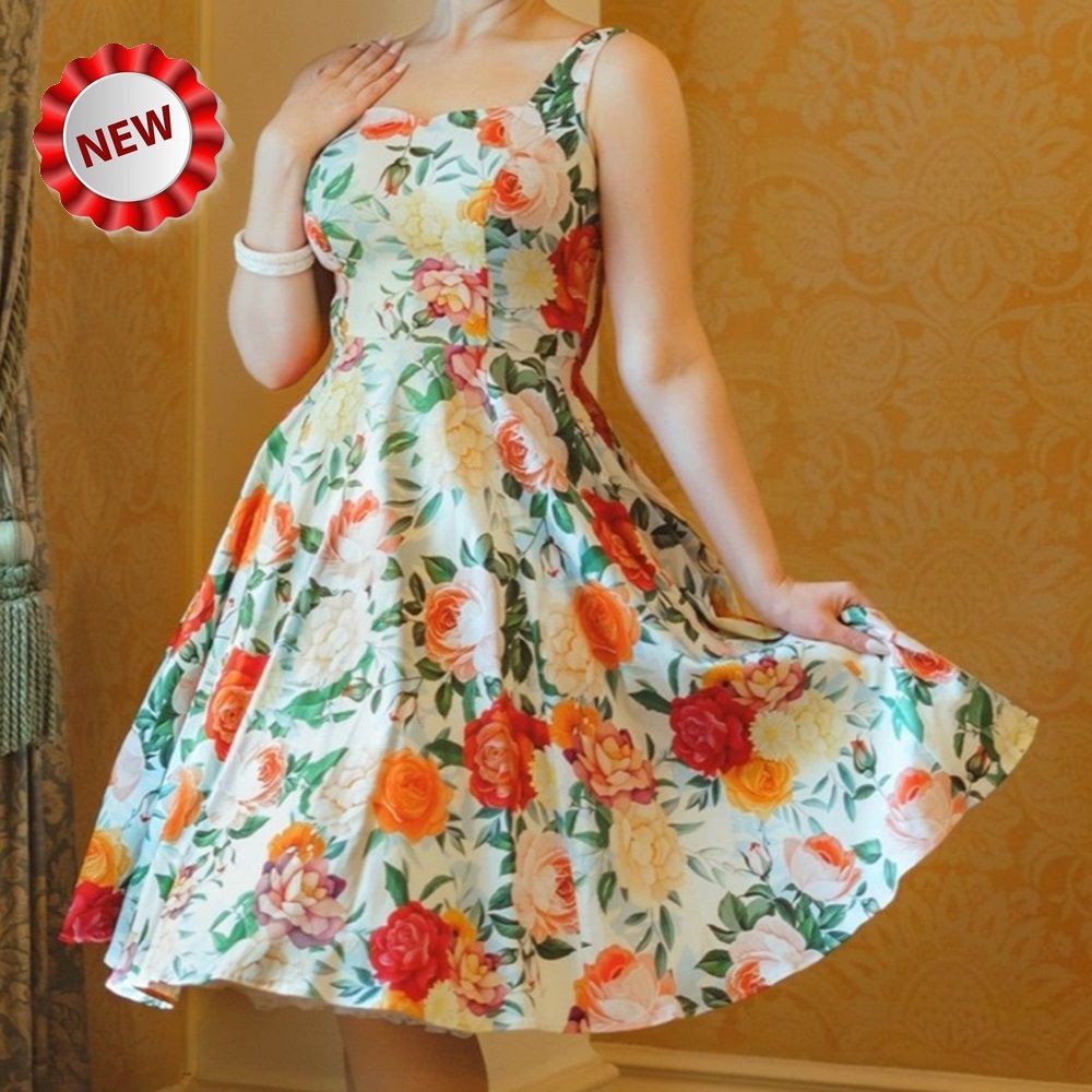 Hearts & Roses Golden Peony Swing Dress