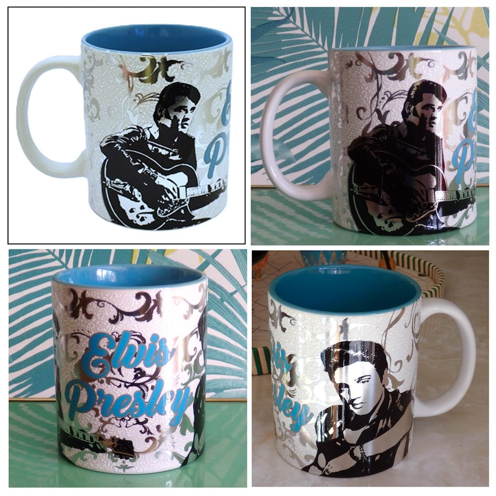 Elvis Presley Silver Foil Metallic Textured Mug