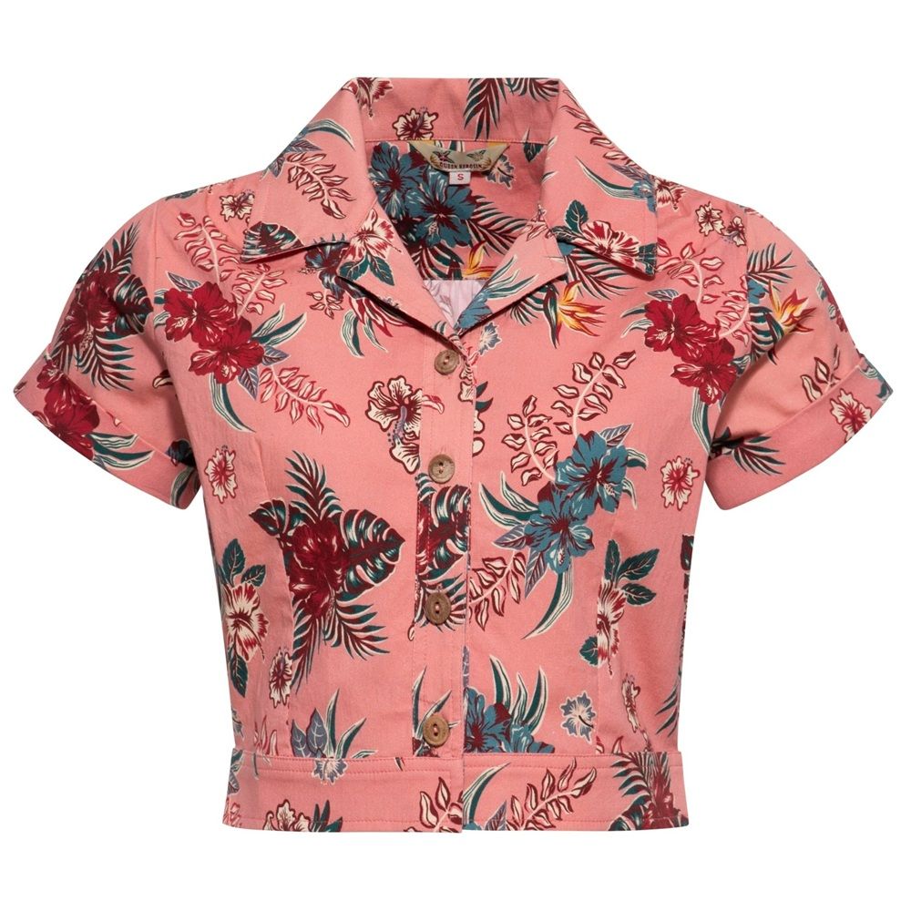 Queen Kerosin Hawaiian Blouse - Hibiscus Pink