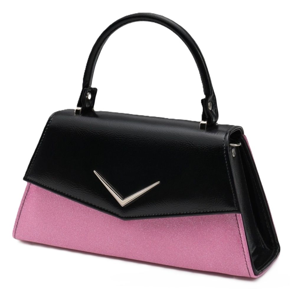 Liquorbrand Chevron Handbag - Sparkly Pink