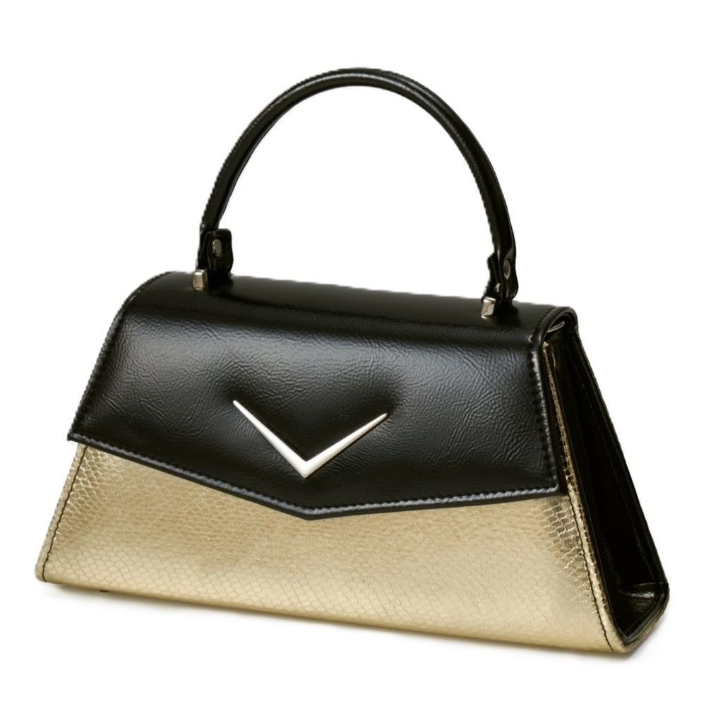 Liquorbrand Chevron Handbag - Gold Snake