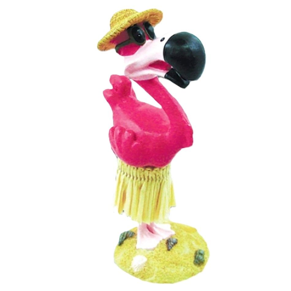 4.3" Hawaiian Dashboard Hula Flamingo