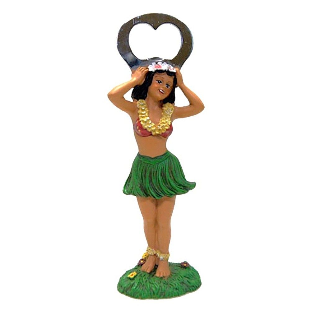 Island Style Hula Girl in Dancing Pose Bottle Opener