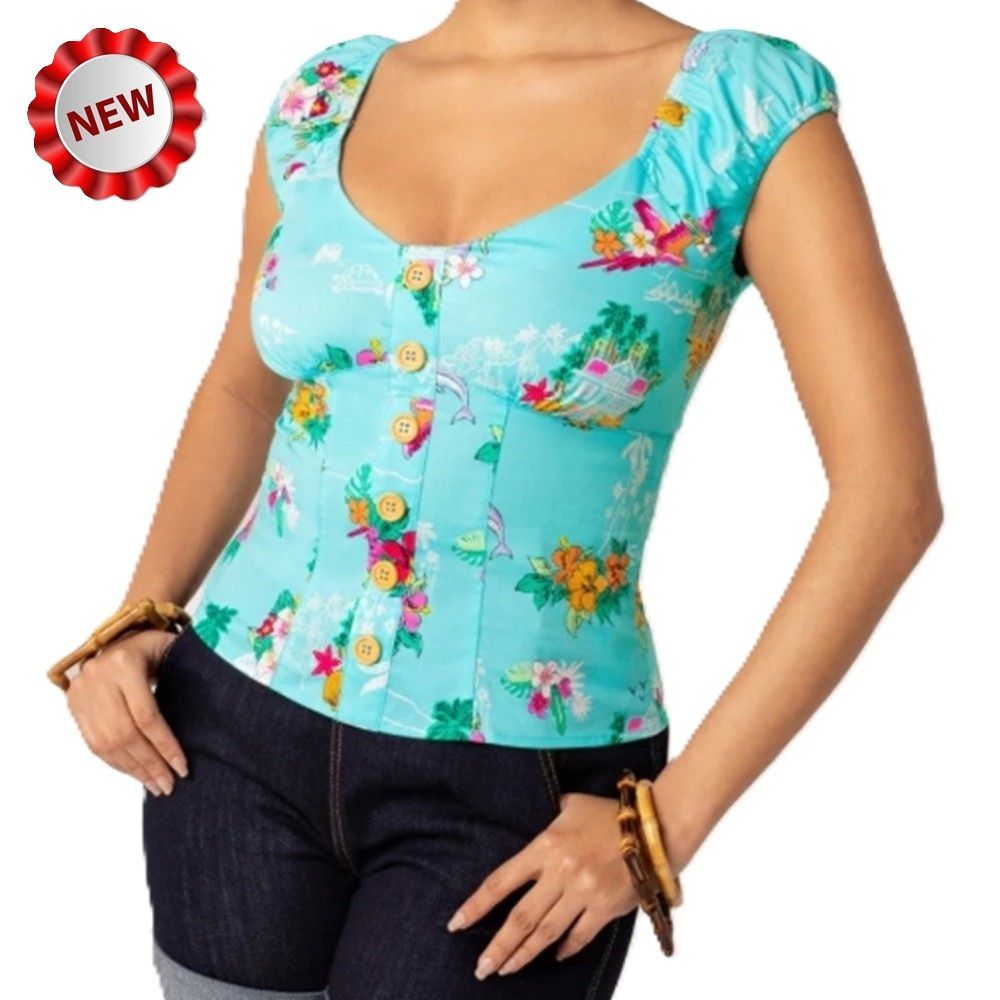 Hell Bunny Ayanna Top - Aqua