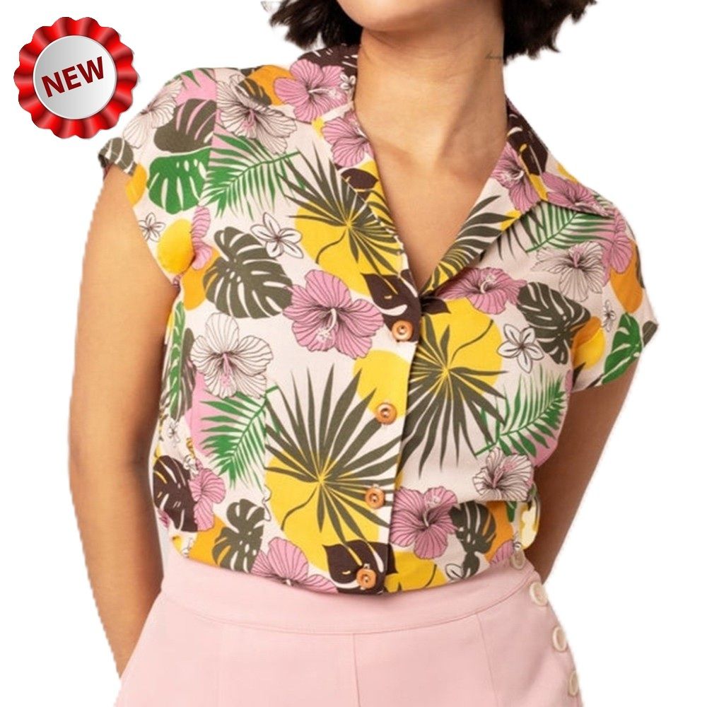 Hell Bunny Benita Blouse - Beige