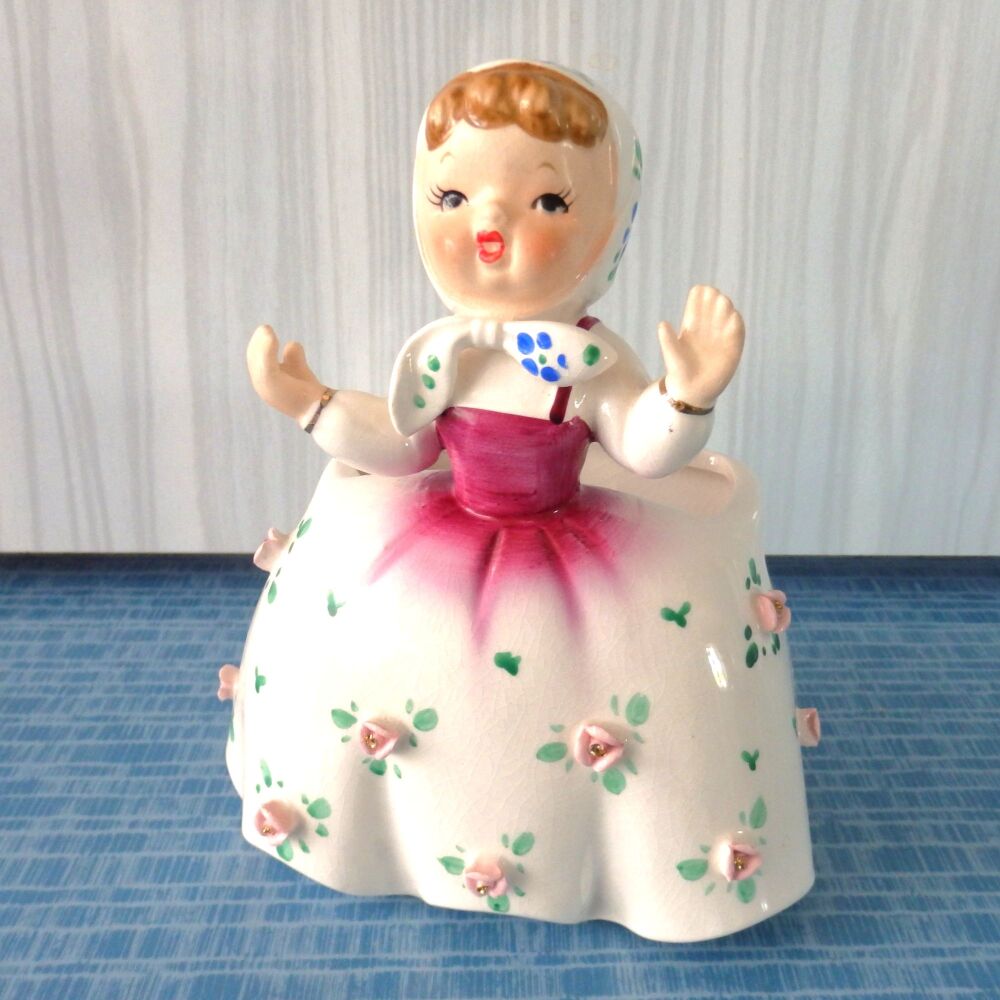 1956 Napco Girl with Head Scarf Ceramic Planter - model C22570