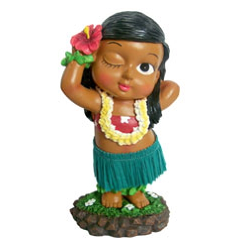 Miniature Hawaiian Keiki Dashboard Hula Doll Posing