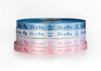 It's a boy/ It's a girl ribbon 15mm