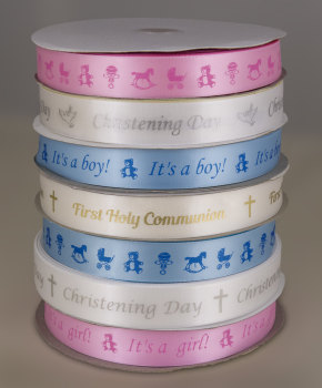 Baby and Christening ribbon 25mm 