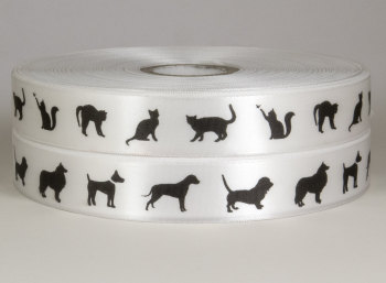 Cats and Dogs Ribbons 25mm Satin