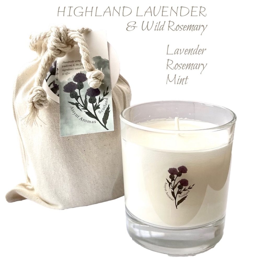 Highland Lavender & Wild Rosemary - natural essence plant wax candle with lavender, rosemary & highland mint