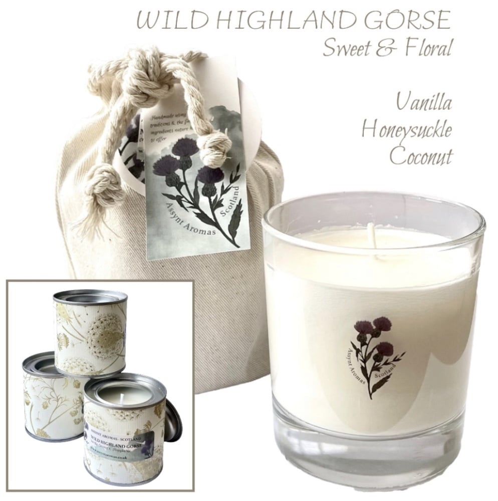 WILD HIGHLAND GORSE - natural essence plant wax candle with coconut, vanill