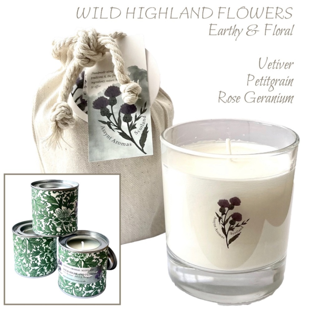 WILD HIGHLAND FLOWERS - natural essence aromatherapy plant wax candle with 