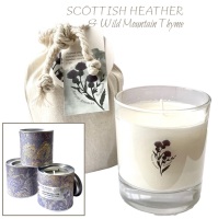 Scottish Heather & Wild Mountain Thyme  - natural essence plant wax candle with Heather flowers & essential oil of thyme
