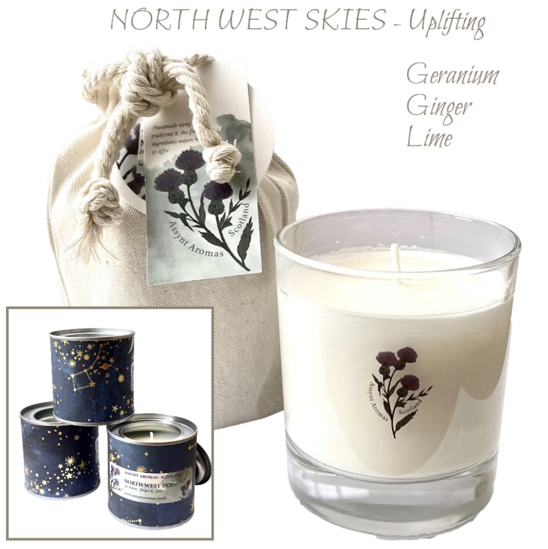NORTH WEST SKIES - natural essence aromatherapy plant wax candle with essen
