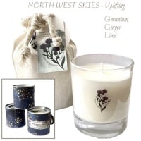 NORTH WEST SKIES - natural essence aromatherapy plant wax candle with essential oil of Geranium, Ginger & Lime