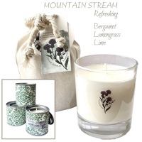 MOUNTAIN STREAM -  natural essence aromatherapy plant wax candle with essential oil of bergamot, lemongrass & lime