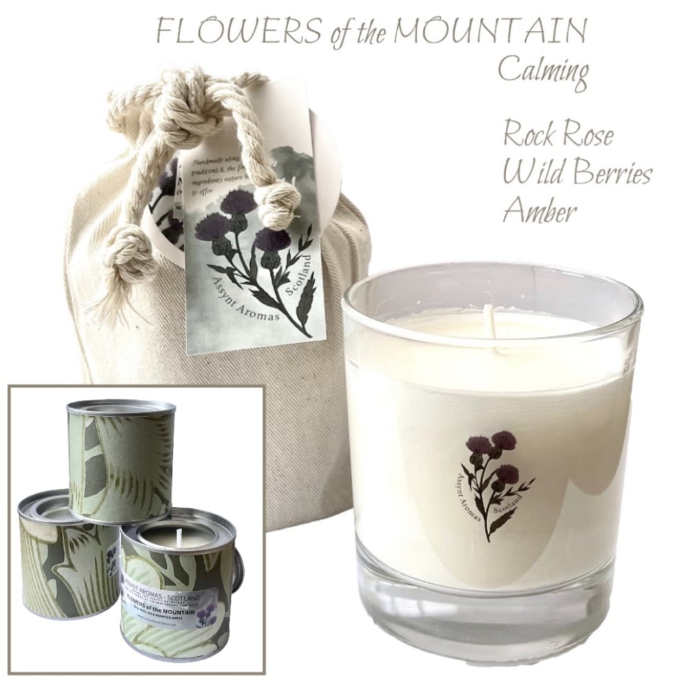 FLOWERS of the MOUNTAIN -  natural essence plant wax candle with Rock Rose, Wild Berries & Crystal Amber