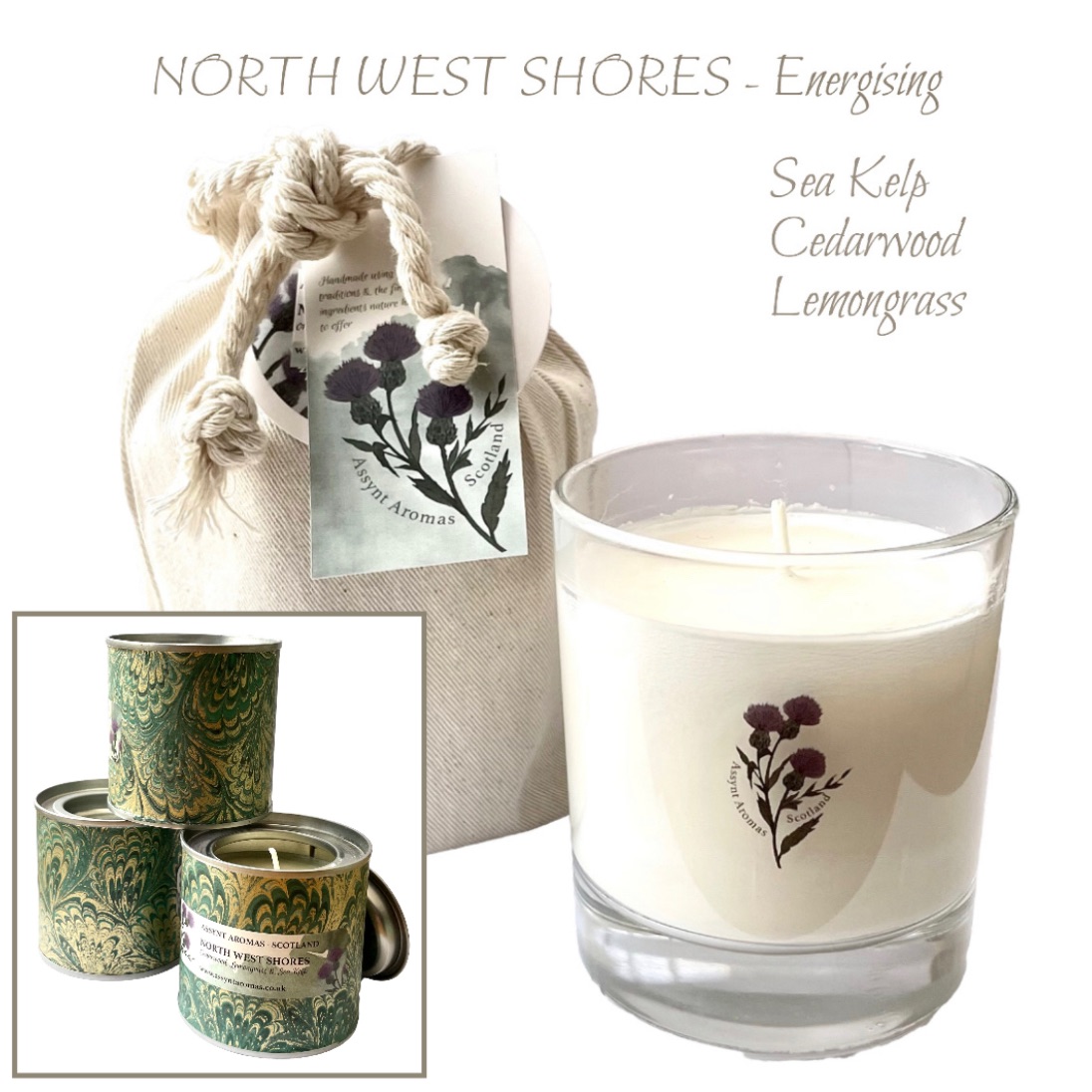 NORTH WEST SHORES - natural essence aromatherapy plant wax candle with esse