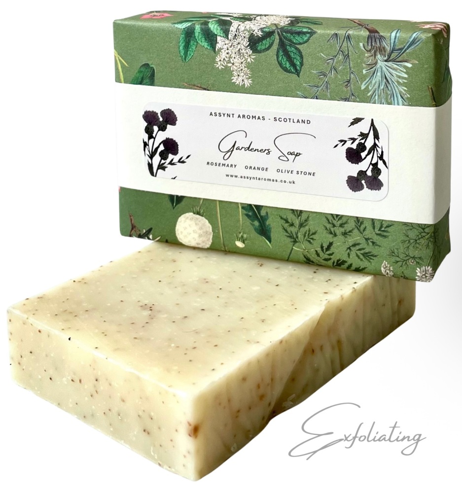 GARDENERS SOAP - wild rosemary, sweet orange & ground olive stone. Handmade exfoliating Soap (click on picture for more info)