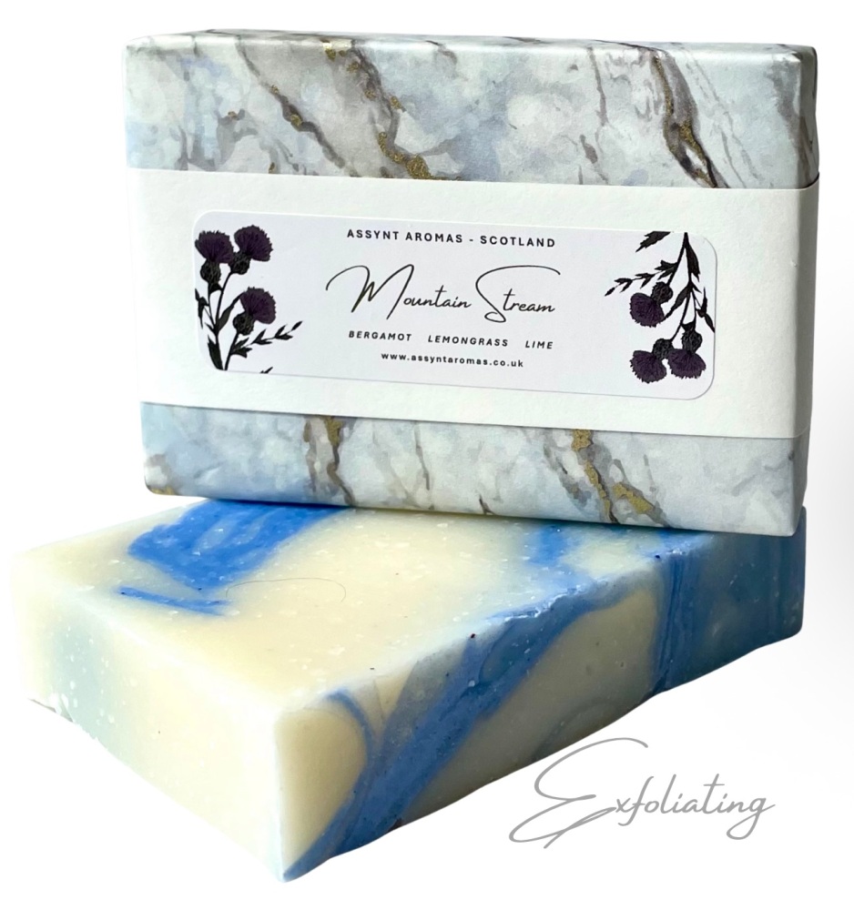 MOUNTAIN STREAM - Energising Bergamot, Lemongrass, Lime & pumice stone. Handmade exfoliating soap (click on picture for more info)