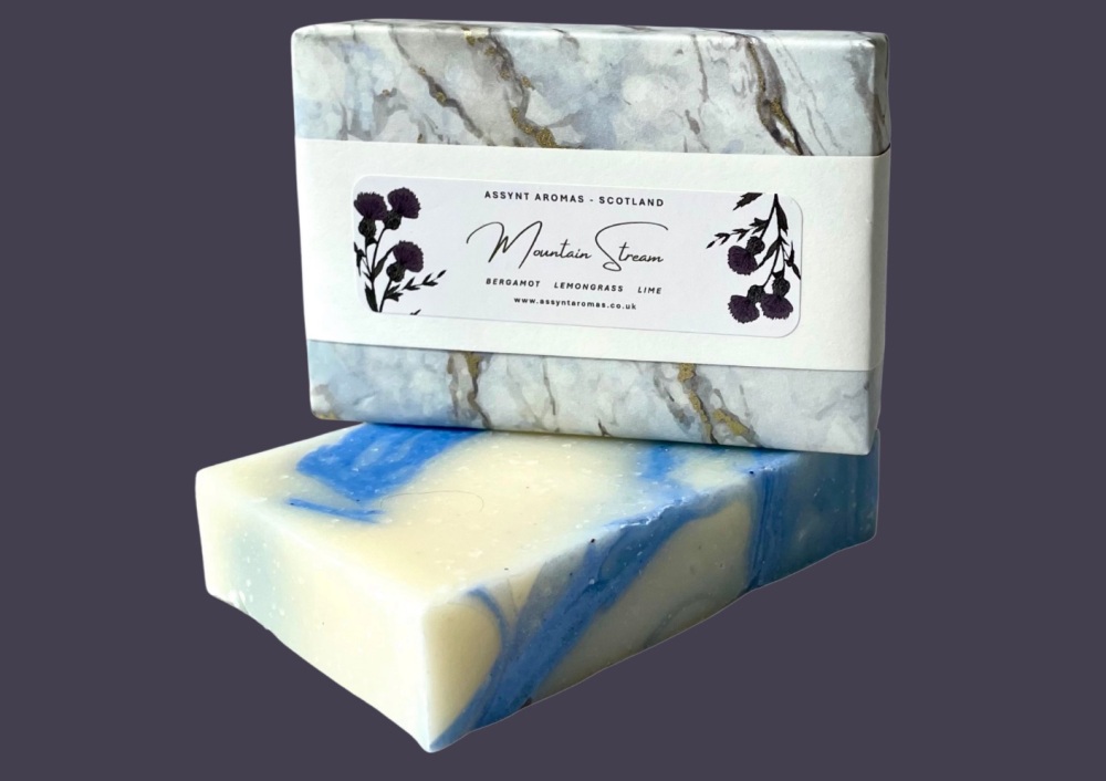 MOUNTAIN STREAM - Energising Bergamot, Lemongrass, Lime & pumice stone. Handmade exfoliating soap