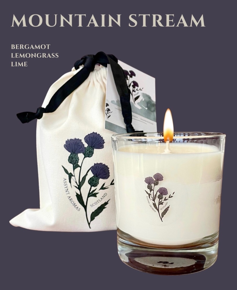 MOUNTAIN STREAM -  Assynt waterfalls Wailing Widow & Clashnessie inspired this energising blend. Essential oil of bergamot, lemongrass & lime