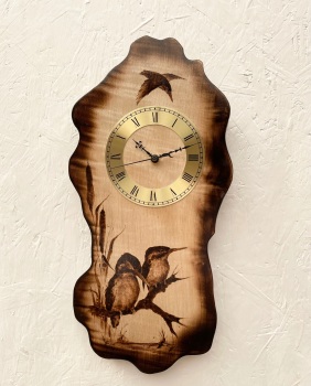 Kingfisher clock, sycamore SOLD