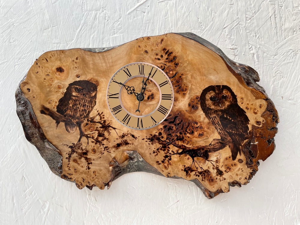 Mappa burr owl clock