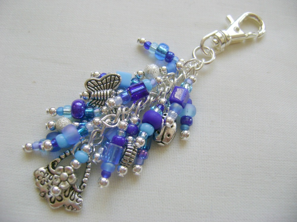 <!-- 004 -->Beautiful Blues Hnadbag Bag Charm/Key Ring