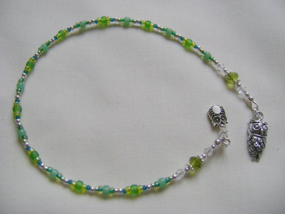 It's a Hoot Beaded Thong Bookmark