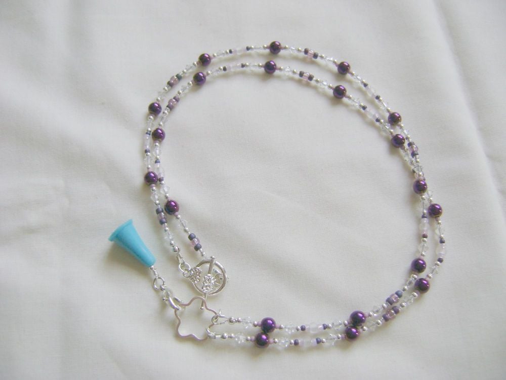 Purple Scissor Keeper/Stitch Marker Holder Necklace