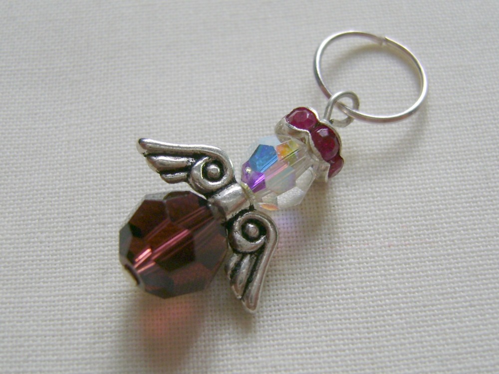 Hand Beaded Swarovski Crystal Angel Charm/Stitch Marker #2