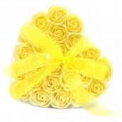Soap Flower  - Set of 24 Yellow Soap Flower Heart Box