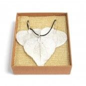 Necklace & Earring Set - Heart Leaf - White