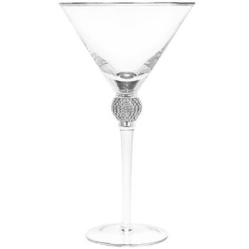 Glitter Ball Silver Martini Glass