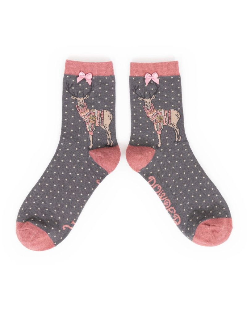 Jumper Stag Bamboo Socks (pink/grey)