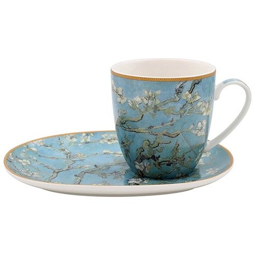 Van Gogh Snack Set, plate & Mug - Almond Blossom
